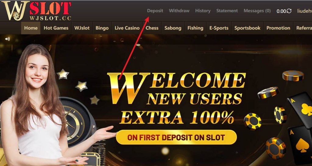 deposit at wjslot : Log in to your account and click "Deposit"