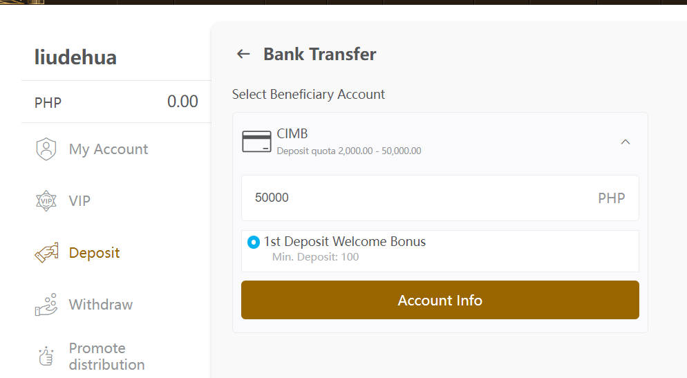 Enter deposit amount